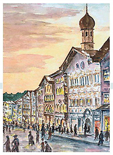 gemalte Ansicht der Marktstraße